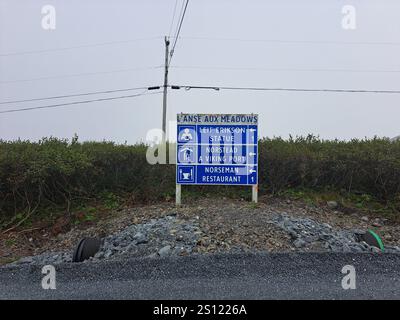 Panneau de l'Anse aux Meadows à Saint Lunaire-Griquet, Terre-Neuve-et-Labrador, Canada Banque D'Images