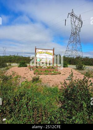 Bienvenue à la ville de Come by chance signe à Terre-Neuve-et-Labrador, Canada Banque D'Images