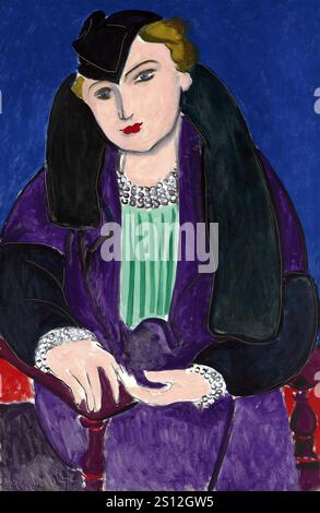 Tableau de Henri Matisse (1869-1954) Portrait au manteau bleu - Déc 1935 Banque D'Images