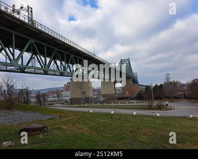 Pont Jacques Cartier de St. Île Helen à Montréal, Québec, Canada Banque D'Images