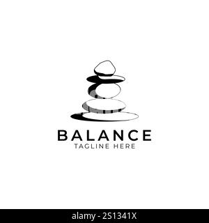 stone rock balancing logo spa wellness vector emblème design d'illustration Illustration de Vecteur