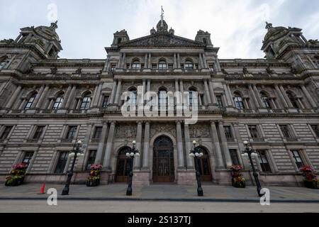 Le bâtiment Glasgow City Chambers à Glasgow, en Écosse. Achevé en 1888 et surplombant George Square, Glasgow City Chambers est l’un des m de la ville Banque D'Images