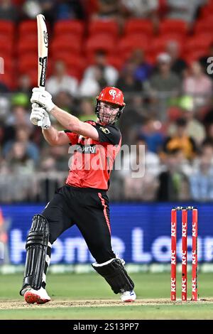 Sydney, Australie. 30 décembre 2024. Tom Rogers des Melbourne Renegades bat lors du match de Big Bash League entre le Sydney Thunder et les Melbourne Renegades à l'ENGIE Stadium. Le Sydney Thunder remporte son match de Big Bash League contre les Melbourne Renegades au stade ENGIE par 8 courses. Sydney Thunder : 156/4 (20 overs), Melbourne Renegades 148/8 (20 overs). Crédit : SOPA images Limited/Alamy Live News Banque D'Images