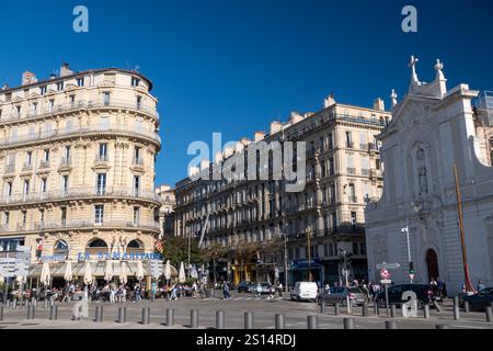 Marseille en France : le Quai du Port à côté du Vieux Port (Vieux-Port) Banque D'Images