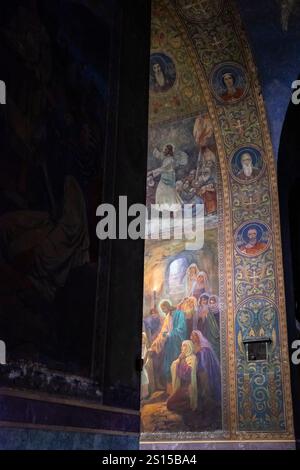 Peinture murale religieuse, cathédrale Alexandre Nevsky, Sofia, République de Bulgarie, Europe Banque D'Images