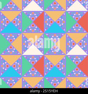 Style patchwork de motif sans couture avec des éléments dessinés à la main Banque D'Images
