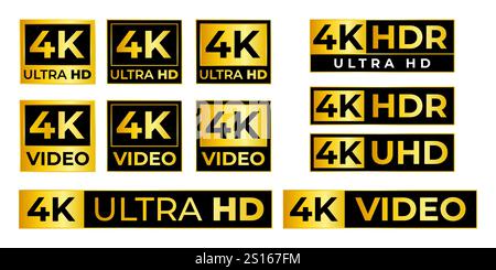 collection de symboles vidéo ultra hd 4k. Illustration de Vecteur
