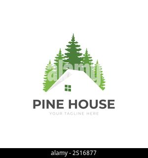 Vecteur de conception de logo de forêt de maison Illustration de Vecteur