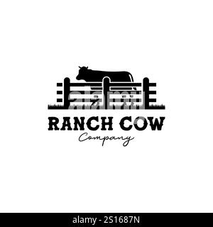 Retro Vintage vache Angus Beef Emblem Label vecteur de conception de logo de bétail Illustration de Vecteur