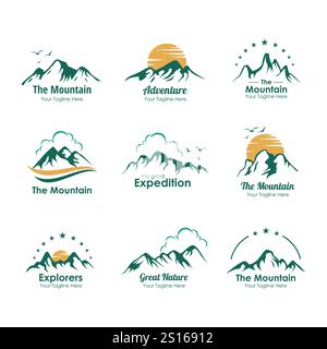 ensemble de conception d'illustration de logo de montagnes Illustration de Vecteur