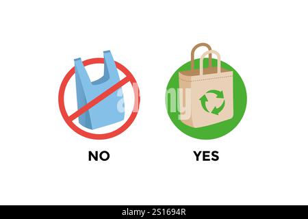 dites non à la campagne de sac en plastique, aucun vecteur d'illustration de sacs en plastique Illustration de Vecteur