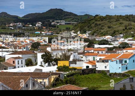 Sao Roque ville vue aérienne San Miguel Isla Açores Portugal Banque D'Images