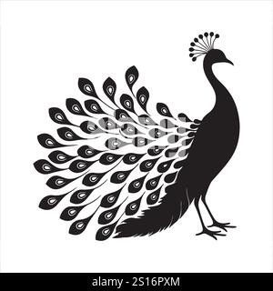 Peacock Silhouette silhouette illustrations vectorielles eps 10 couleur noire fichier entièrement éditable de haute qualité sur un fond blanc. Illustration de Vecteur