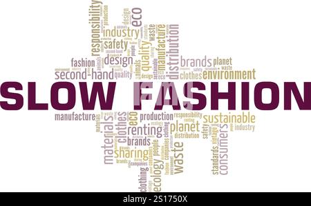 Conception conceptuelle Slow Fashion Word Cloud isolée sur fond blanc. Illustration de Vecteur