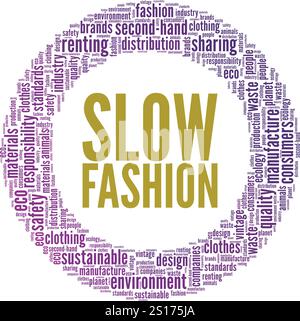 Conception conceptuelle Slow Fashion Word Cloud isolée sur fond blanc. Illustration de Vecteur