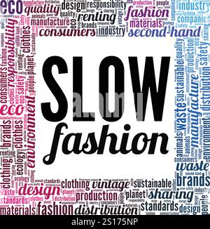 Conception conceptuelle Slow Fashion Word Cloud isolée sur fond blanc. Illustration de Vecteur