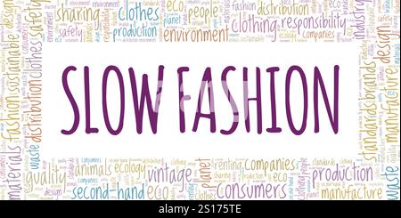 Conception conceptuelle Slow Fashion Word Cloud isolée sur fond blanc. Illustration de Vecteur