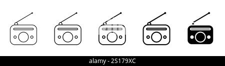 Ensemble de 5 icône Radio - 1 Silhouette - 1 vecteur non développé - modèle de symbole d'icône Radio pour la conception graphique et web, partie d'une illustration vectorielle de logo Illustration de Vecteur