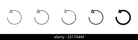 Ensemble de 5 icône de réinitialisation - 1 Silhouette - 1 vecteur non développé - icône de rafraîchissement de vecteur et recharger ensemble d'icônes, isolé sur un fond blanc, avec circulaire Illustration de Vecteur