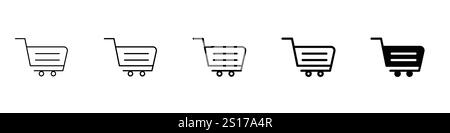 Ensemble de 5 icône de panier - 1 Silhouette - 1 vecteur non développé - ensemble d'icônes de shopping présentant les achats en ligne, magasin, livraison, promotion et boutique Illustration de Vecteur