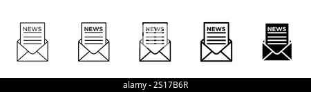 Ensemble de 5 icône de lettre de nouvelles - 1 Silhouette - 1 vecteur non développé - vecteur modifiable pour l'icône complète de partie d'affaires SEO de marketing par e-mail Illustration de Vecteur