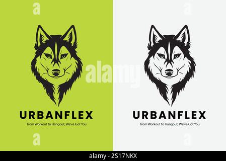 Urban Flex logo, renard , logo créatif, lettre UF , monogramme UF, logo UF initial, logo UF, icône, vecteur, conception de tête de loup avec dégradé de couleur. Illustration de Vecteur