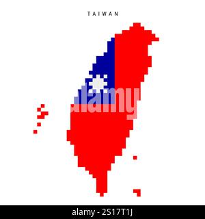 Icône de carte drapeau pixel de Taïwan. Illustration vectorielle plate isolée sur blanc Illustration de Vecteur