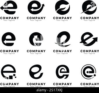E logo, Creative E lettre Creative Monogram signe vectoriel, lettre E icône cool et intemporelle, lettre E icône cool et intemporelle, lettre logo monogramme. Illustration de Vecteur