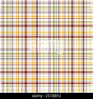 Motif plaid coloré sans couture avec des tons rouges, jaunes, verts et blancs. Parfait pour la conception textile, les arrière-plans, les papiers peints, le papier d'emballage et var Banque D'Images