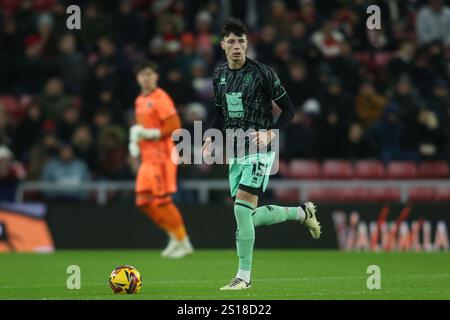 Anel de Sheffield United Ahmedhodžić lors du Sky Bet Championship match entre Sunderland et Sheffield United au Stadium of Light de Sunderland le mercredi 1er janvier 2025. (Photo : Michael Driver | mi News) crédit : MI News & Sport /Alamy Live News Banque D'Images