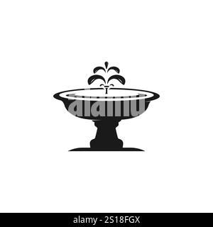 Vector Water Fountain Stone Garden Decoration logo icône silhouette de conception Illustration de Vecteur