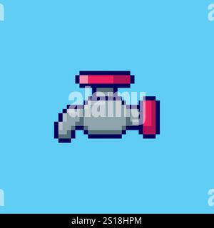 Design d'actif de jeu de robinet d'eau Pixel art Illustration de Vecteur