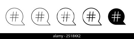 Définir 5 icônes de hashtag 1 vecteur non développé 1 silhouette, vecteur d'icône de hashtag, symbole de hashtag isolé sur fond blanc illustration de vecteur d'icône noire Illustration de Vecteur