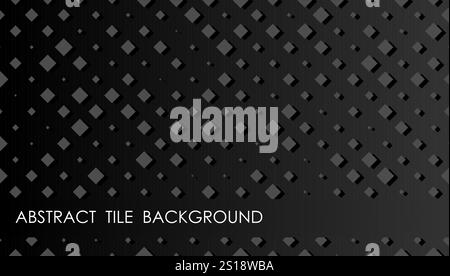Fond abstrait gris noir horizontal avec tuiles 3D chaotiques, couverture, présentation du site au format HD. Mise en page de modèle d'interface utilisateur pour la conception Web d'Internet Illustration de Vecteur