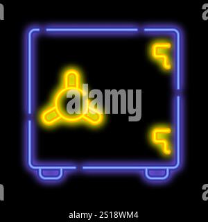 Combinaison de stockage sûr néon brillant, économies d'investissement. Stockage des investissements sur dépôt bancaire. Panneau publicitaire de nuit. Icône néon lumineuse Illustration de Vecteur