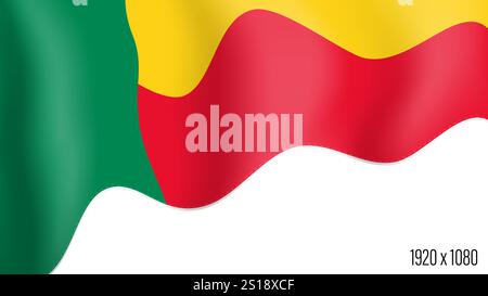 Drapeau du pays Bénin arrière-plan réaliste du jour de l'indépendance. Bénin bannière du commonwealth en mouvement ondulant, flottant dans le vent. Format HD patriotique festif Illustration de Vecteur