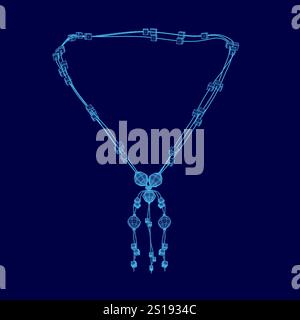 Collier bleu avec un pendentif qui a un coeur dessus. Le collier est en or et a une chaîne bleue Illustration de Vecteur