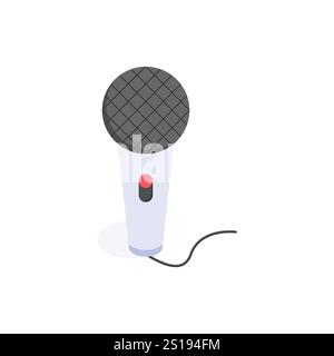 Conception vectorielle de microphone isolé sur fond blanc, icône prête à l'emploi Illustration de Vecteur