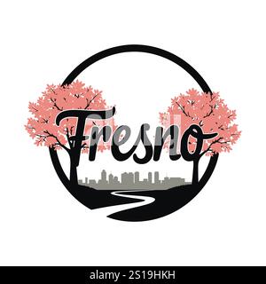 Arbres et fleurs le long de Fresno Blossom Trail Illustration de Vecteur