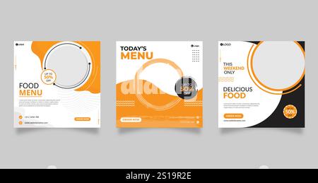 Modèle de bannière de menu alimentaire, modèle de publication sur les médias sociaux Illustration de Vecteur