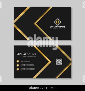 Luxe et moderne. modèle de carte de visite vectorielle. design noir et or Illustration de Vecteur