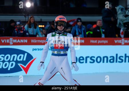 Garmisch Partenkirchen, Allemagne. 1er janvier 2025. Jan Hoerl (SC Bischofshofen AUT) beim Neujahrsskispringen 73. Vierschanzentournee Garmisch-Partenkirchen crédit : dpa/Alamy Live News Banque D'Images