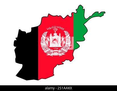 Drapeau afghan avec contour de frontière Banque D'Images