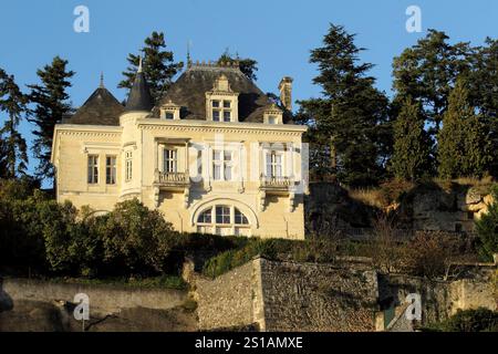 France, Indre et Loire, vallée de la Loire classée au Patrimoine mondial de l'UNESCO, Noizay, manoir face à la Loire Banque D'Images