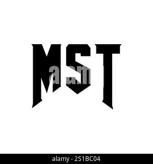 Conception de logo de lettre MST pour la société de technologie. Combinaison de couleurs noir et blanc de conception du logo MST. Logo MST, vecteur MST, conception MST, icône MST, MST alph Illustration de Vecteur