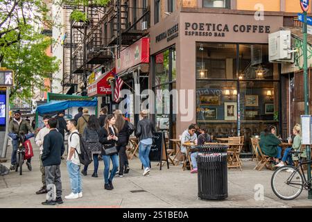 Ancien site de Gem Spa, maison de la crème d'oeufs et Ground Zero de l'East Village, St Marks place et 2nd Avenue, Manhattan, New York City Banque D'Images