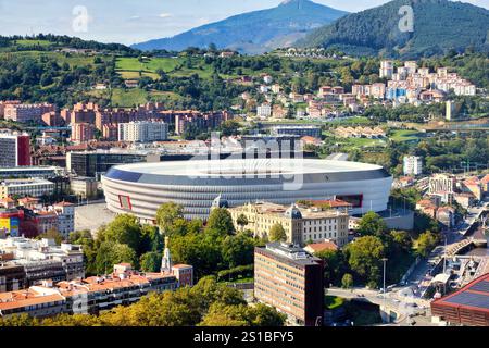 Stade San Mames, vue depuis la Tour Iberdrola, Bilbao, pays Basque, Espagne Banque D'Images