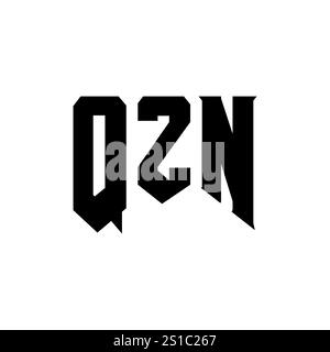 Conception de logo de lettre QZN pour la société de technologie. Combinaison de couleurs noir et blanc de conception de logo QZN. Logo QZN, vecteur QZN, conception QZN, icône QZN, alph QZN Illustration de Vecteur