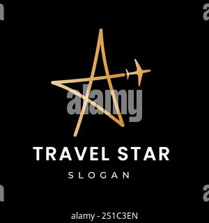 Conception simple de Gold Star Line avec illustration vectorielle de symbole d'icône de voyage Illustration de Vecteur