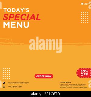 Bannière de menu alimentaire publication sur les médias sociaux. Modèles de médias sociaux modifiables pour les promotions sur le menu Food. Ensemble d'histoires de médias sociaux et de cadres post. Mise en page Illustration de Vecteur